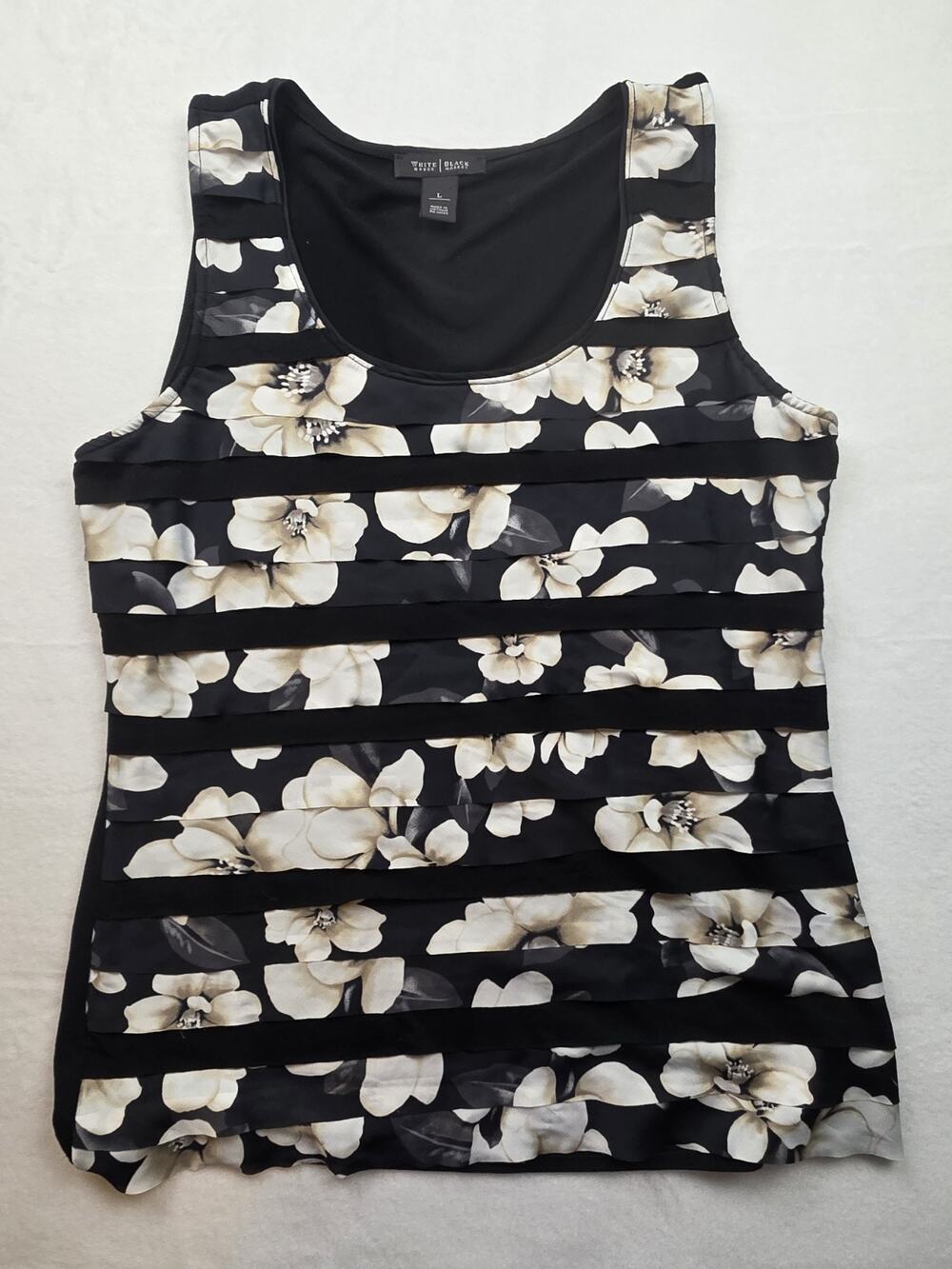 White House Black Market Ruffled Layering Blazer Tank Top Size Large Floral